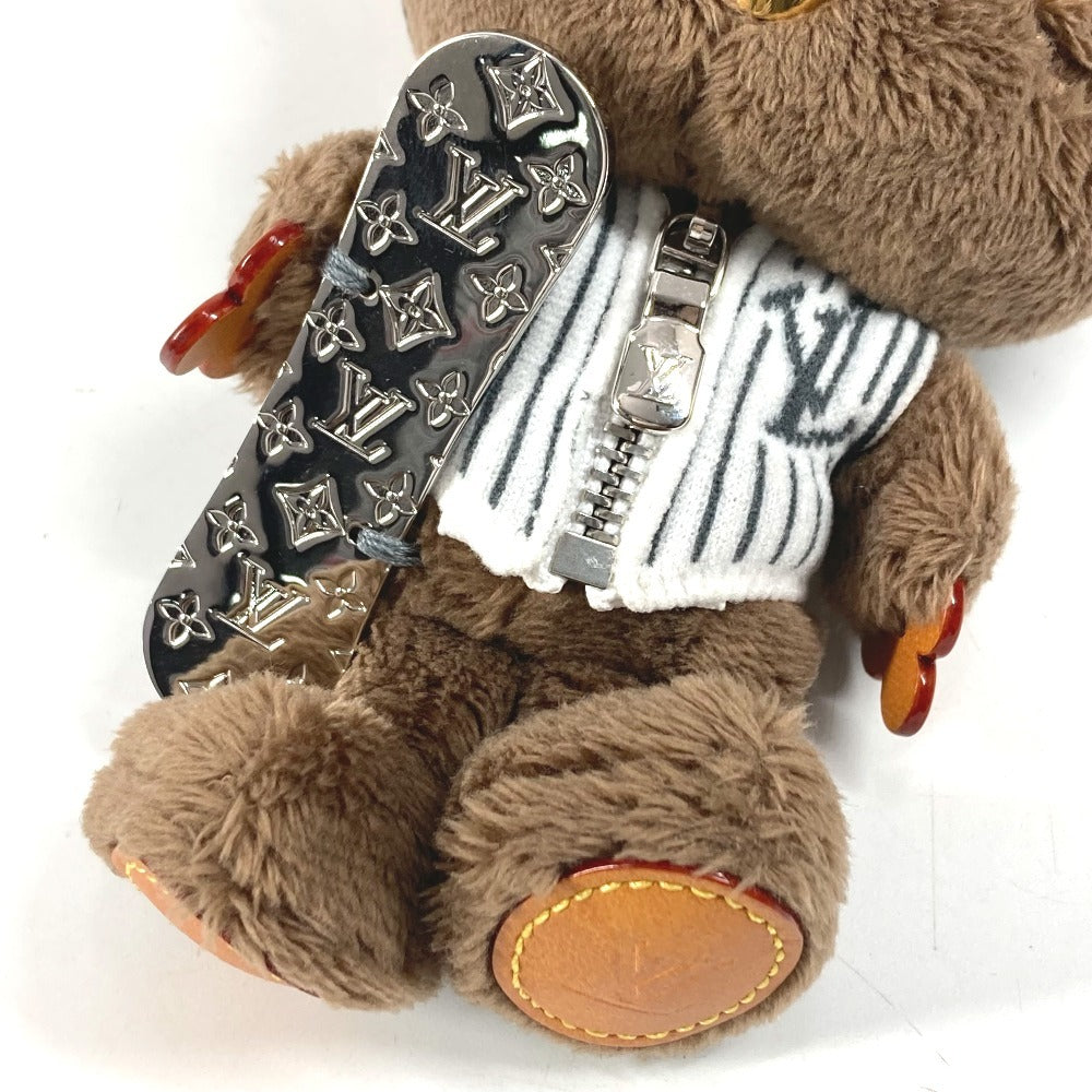 HERMES M03441 モノグラム ベア クマ ぬいぐるみ バッグチャーム LV ルイ スノー バッグチャーム ストラップ キーホルダー フェイクファー ユニセックス ブラウン