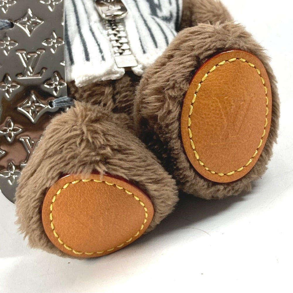 HERMES M03441 モノグラム ベア クマ ぬいぐるみ バッグチャーム LV ルイ スノー バッグチャーム ストラップ キーホルダー フェイクファー ユニセックス ブラウン