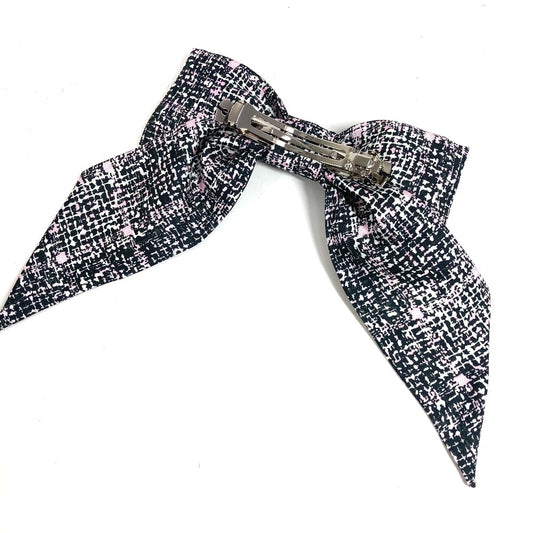 CHANEL 25B CC ココマーク ロゴ リボン りぼん ヘアアクセサリー ヘアクリップ バレッタ シルク レディース ピンク