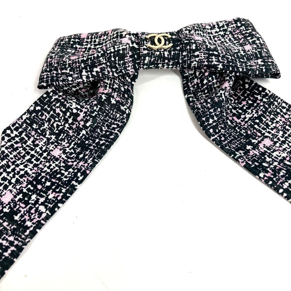 CHANEL 25B CC ココマーク ロゴ リボン りぼん ヘアアクセサリー ヘアクリップ バレッタ シルク レディース ピンク