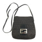 FENDI ズッキーノ ロゴ カバン フラップ 斜め掛け ポシェット ショルダーバッグ レザー/キャンバス ユニセックス ブラック
