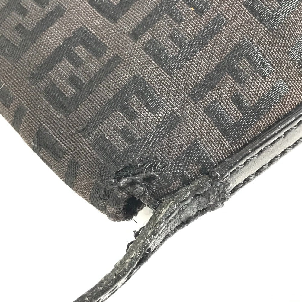 FENDI ズッキーノ ロゴ カバン フラップ 斜め掛け ポシェット ショルダーバッグ レザー/キャンバス ユニセックス ブラック