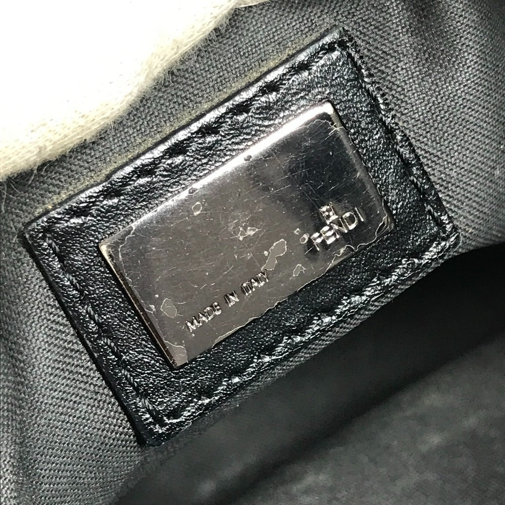 FENDI ズッキーノ ロゴ カバン フラップ 斜め掛け ポシェット ショルダーバッグ レザー/キャンバス ユニセックス ブラック