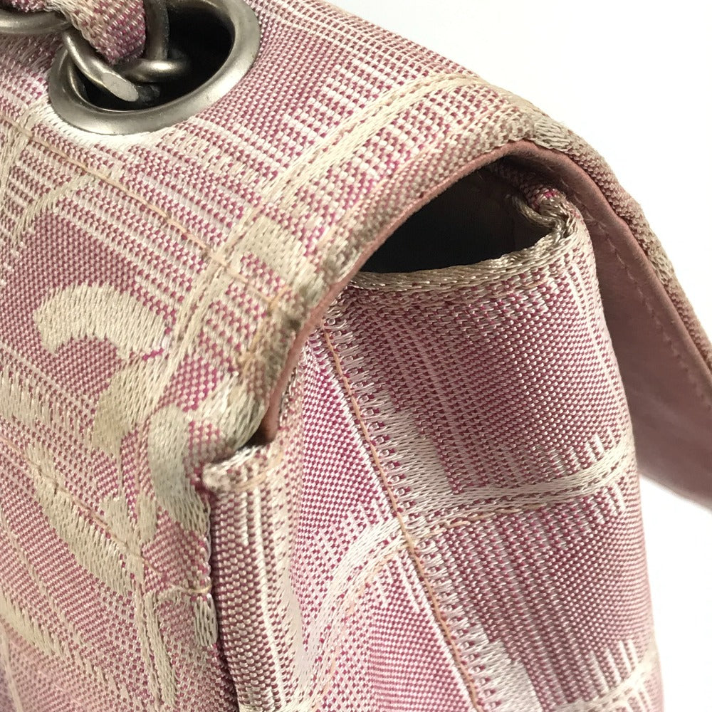 CHANEL A15285 ニュートラベルライン CC ココマーク ロゴ 肩掛け カバン Wチェーン チェーンバッグ フラップ ショルダーバッグ ナイロン レディース ピンク