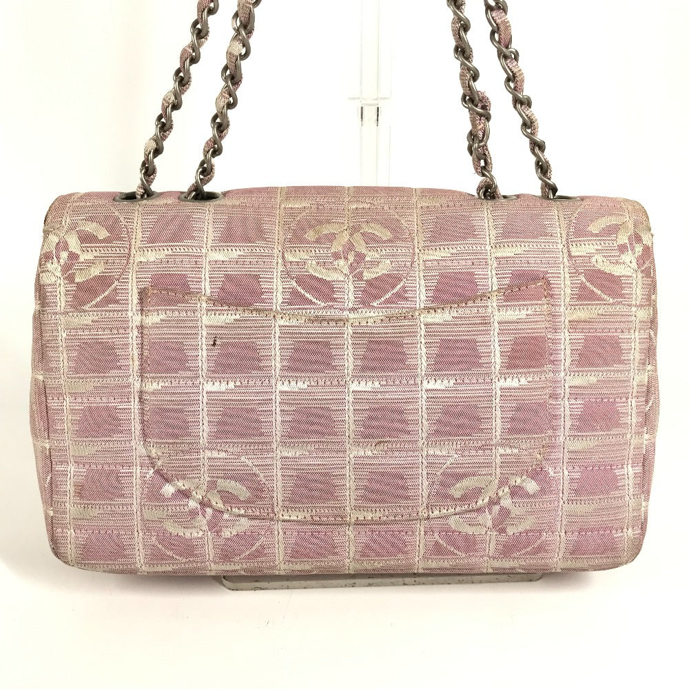 CHANEL A15285 ニュートラベルライン CC ココマーク ロゴ 肩掛け カバン Wチェーン チェーンバッグ フラップ ショルダーバッグ ナイロン レディース ピンク