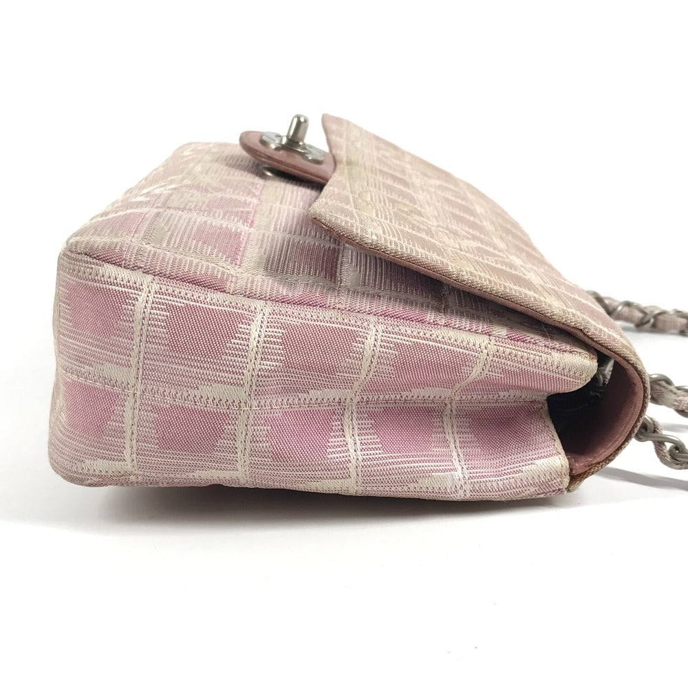 CHANEL A15285 ニュートラベルライン CC ココマーク ロゴ 肩掛け カバン Wチェーン チェーンバッグ フラップ ショルダーバッグ ナイロン レディース ピンク