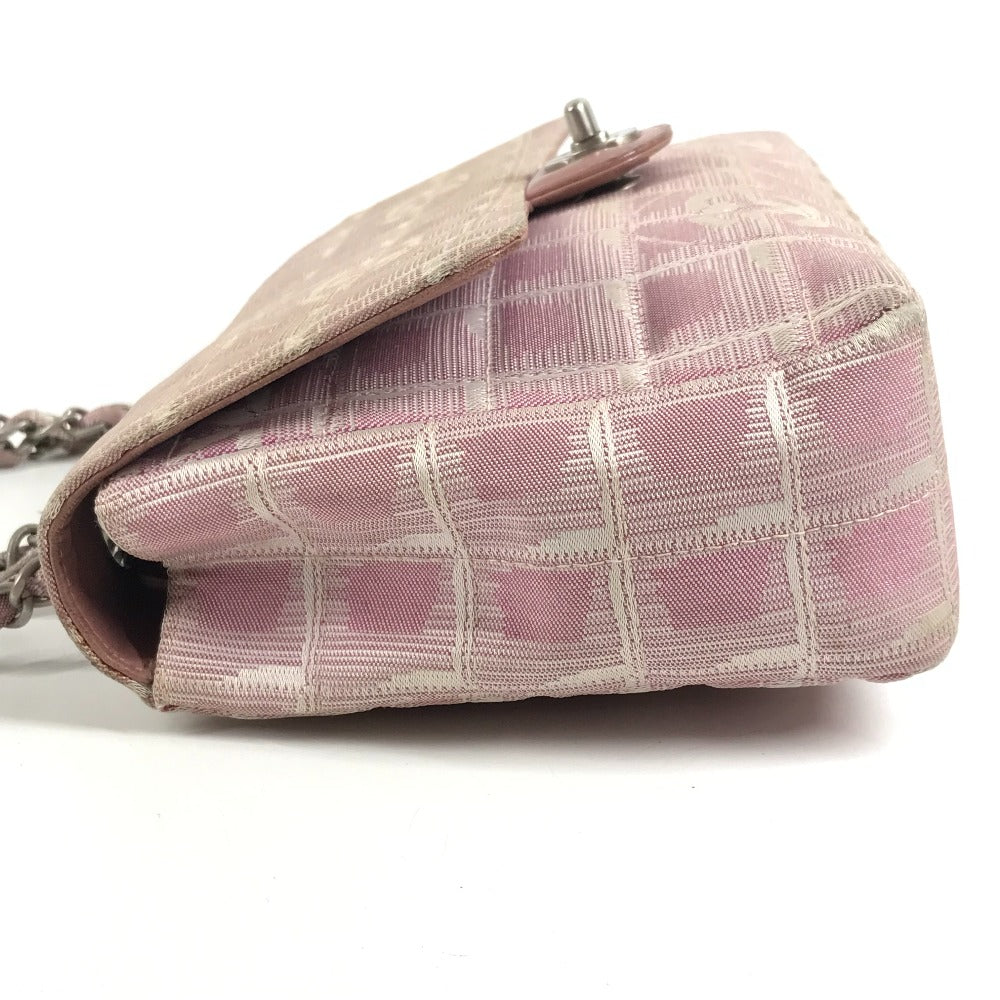 CHANEL A15285 ニュートラベルライン CC ココマーク ロゴ 肩掛け カバン Wチェーン チェーンバッグ フラップ ショルダーバッグ ナイロン レディース ピンク