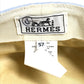 HERMES ボタン ロゴ 帽子 キャスケット コットン ユニセックス ブルー