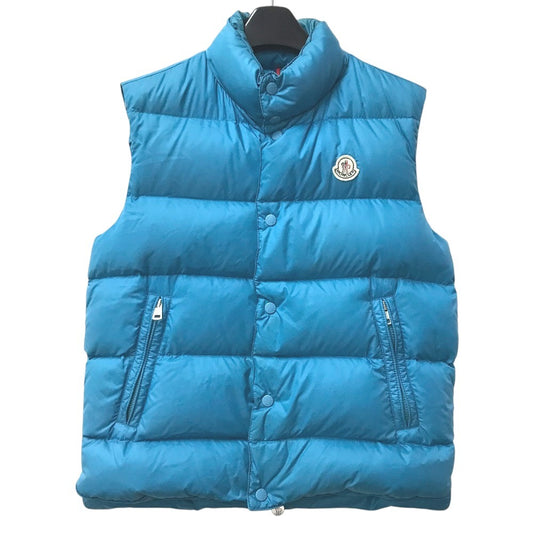MONCLER Logo patch vest Apparel Outerwear Sleeveless Vest Down vest Nylon blue Used