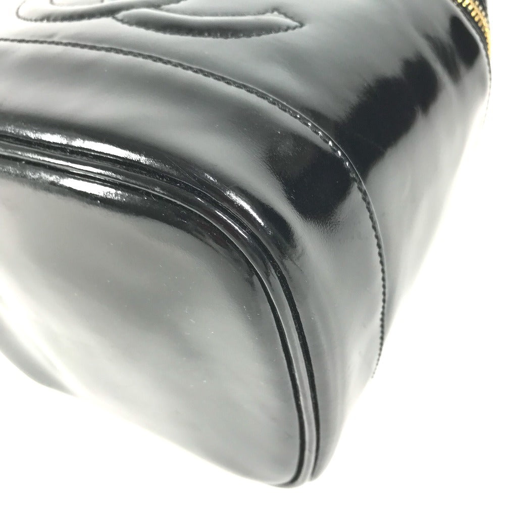 CHANEL A01998 CC CC Mark logo Bag Vanity Bag Vertical Hand Bag enamel Black Used