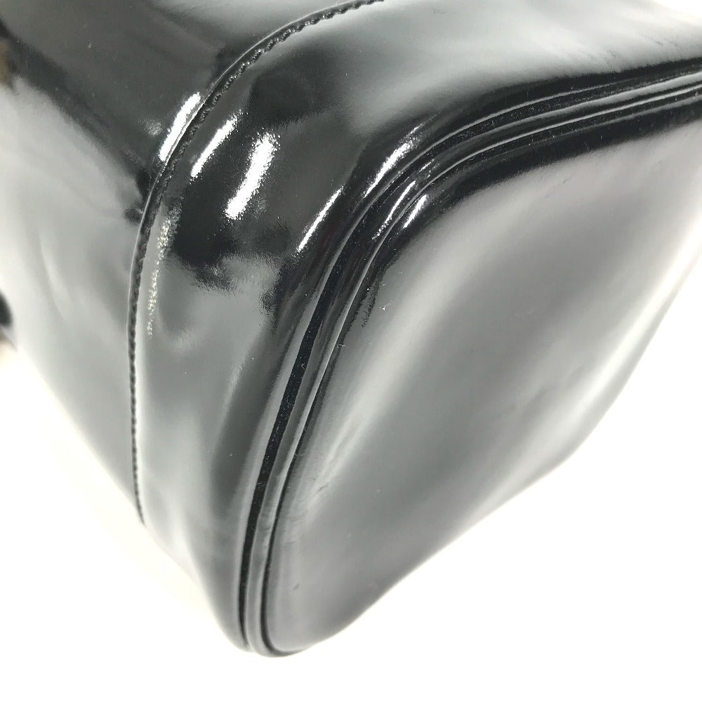 CHANEL A01998 CC CC Mark logo Bag Vanity Bag Vertical Hand Bag enamel Black Used