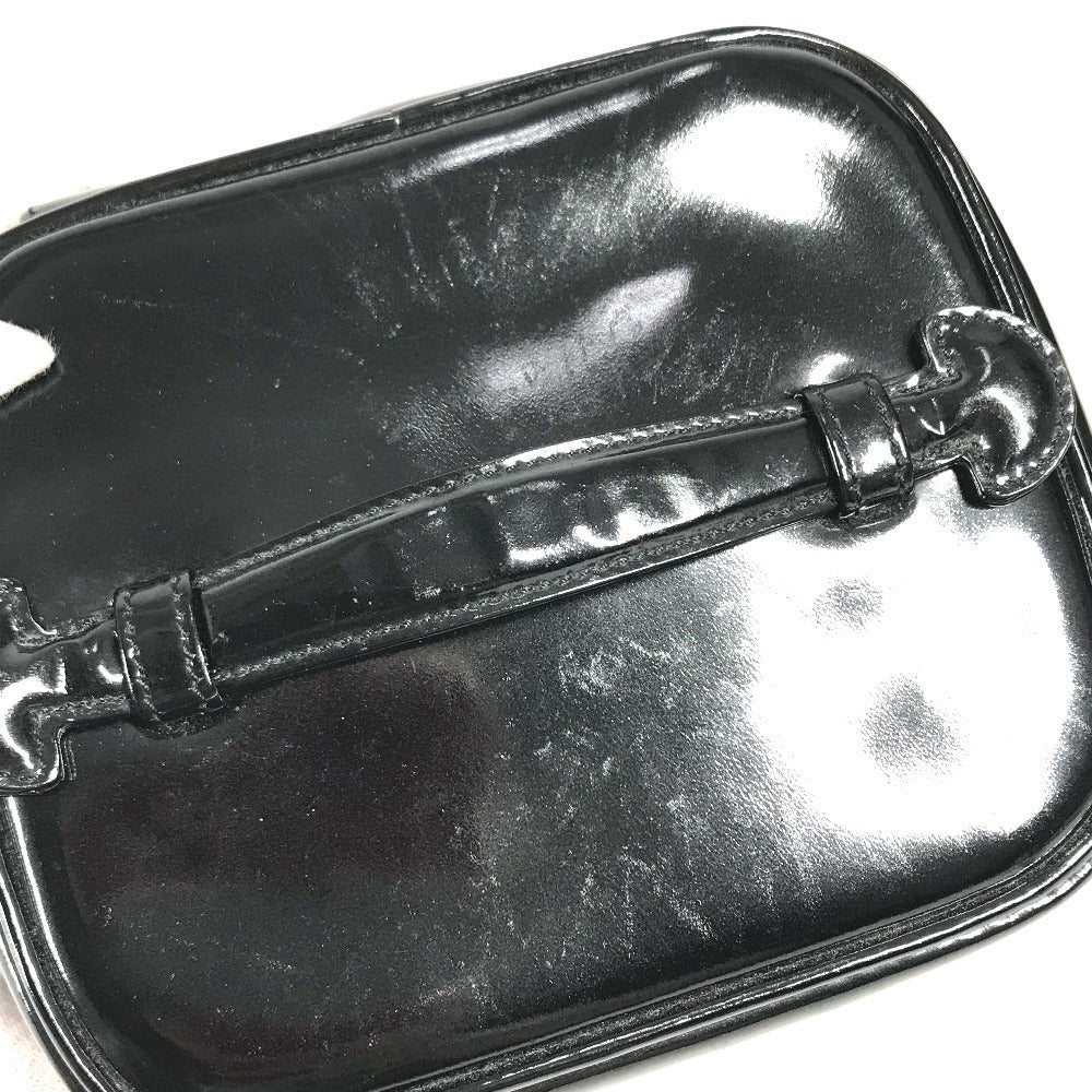 CHANEL A01998 CC CC Mark logo Bag Vanity Bag Vertical Hand Bag enamel Black Used