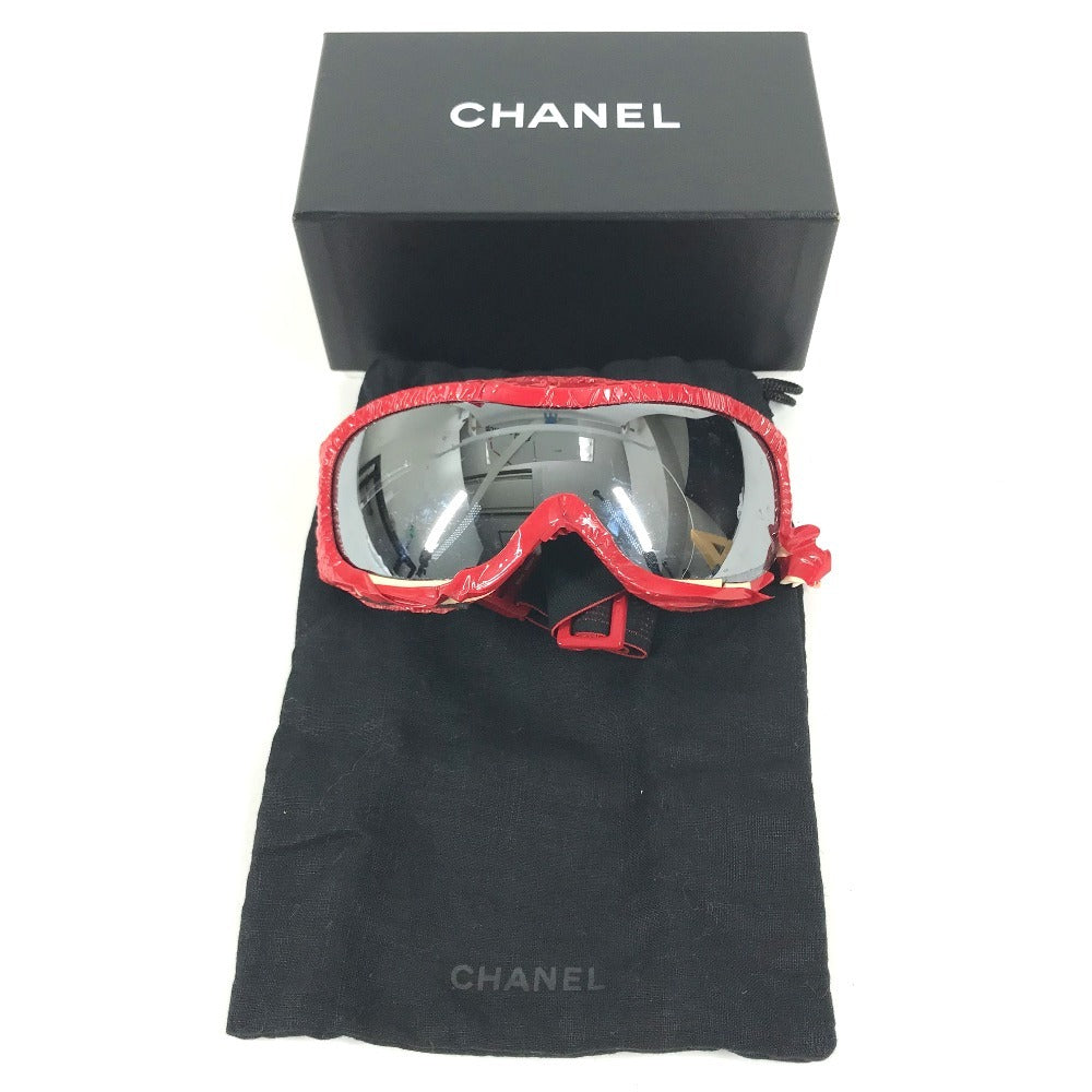 CHANEL Sports goggles glasses glasses eyewear sunglasses Plastic Red Used