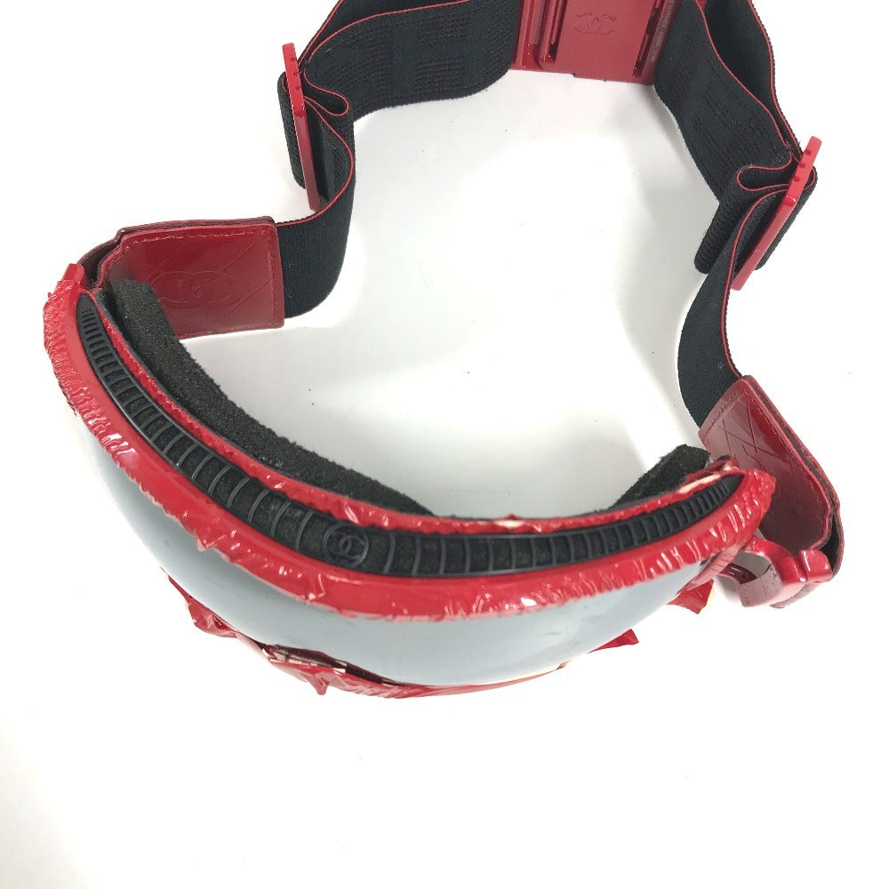 CHANEL Sports goggles glasses glasses eyewear sunglasses Plastic Red Used