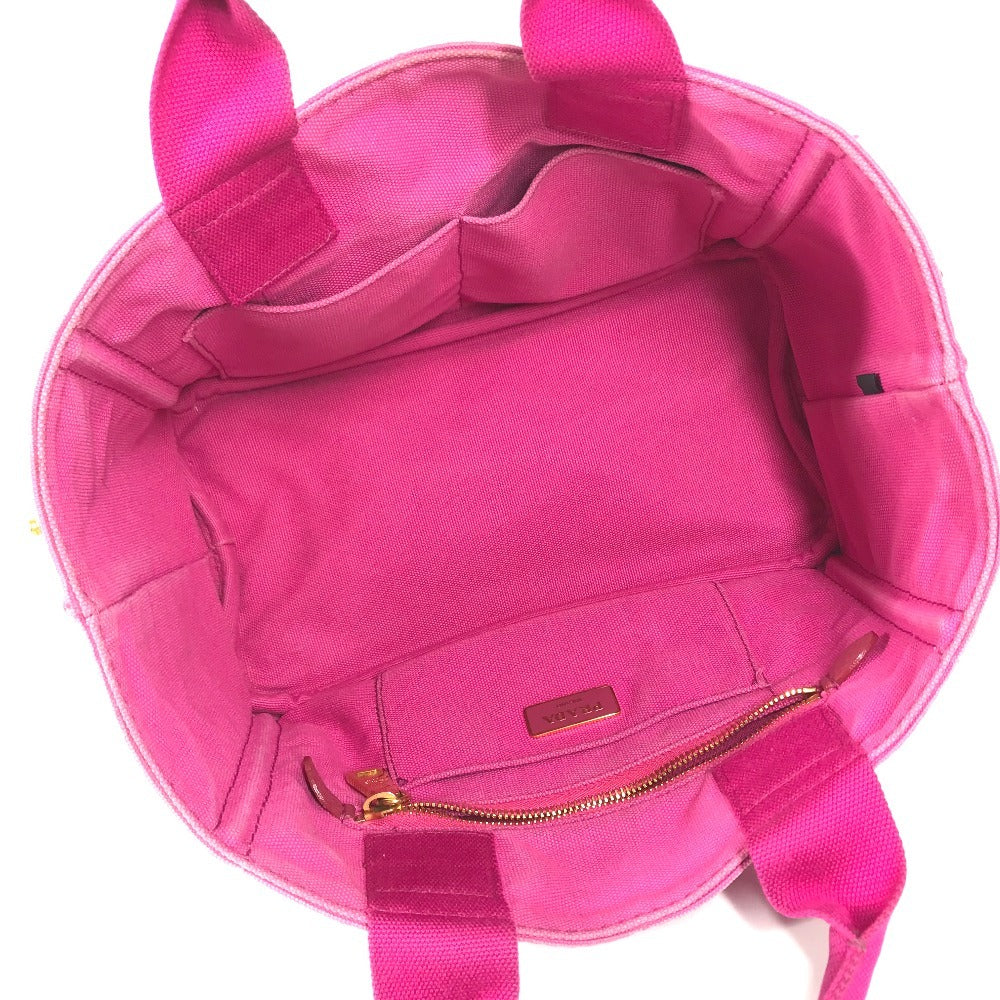 PRADA Canapa logo Bag Tote Bag Hand Bag cotton pink Used