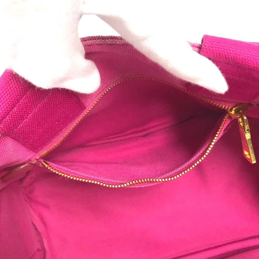 PRADA Canapa logo Bag Tote Bag Hand Bag cotton pink Used