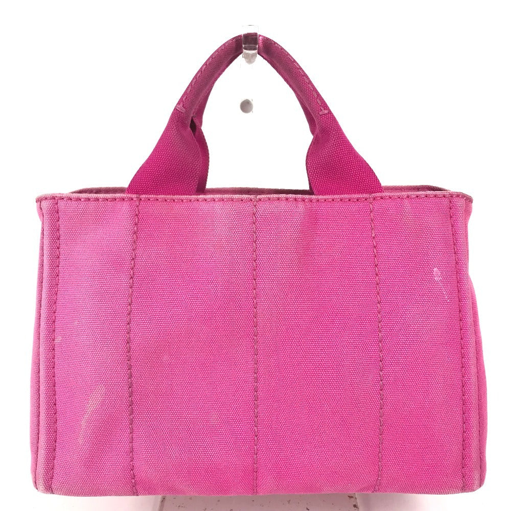 PRADA Canapa logo Bag Tote Bag Hand Bag cotton pink Used