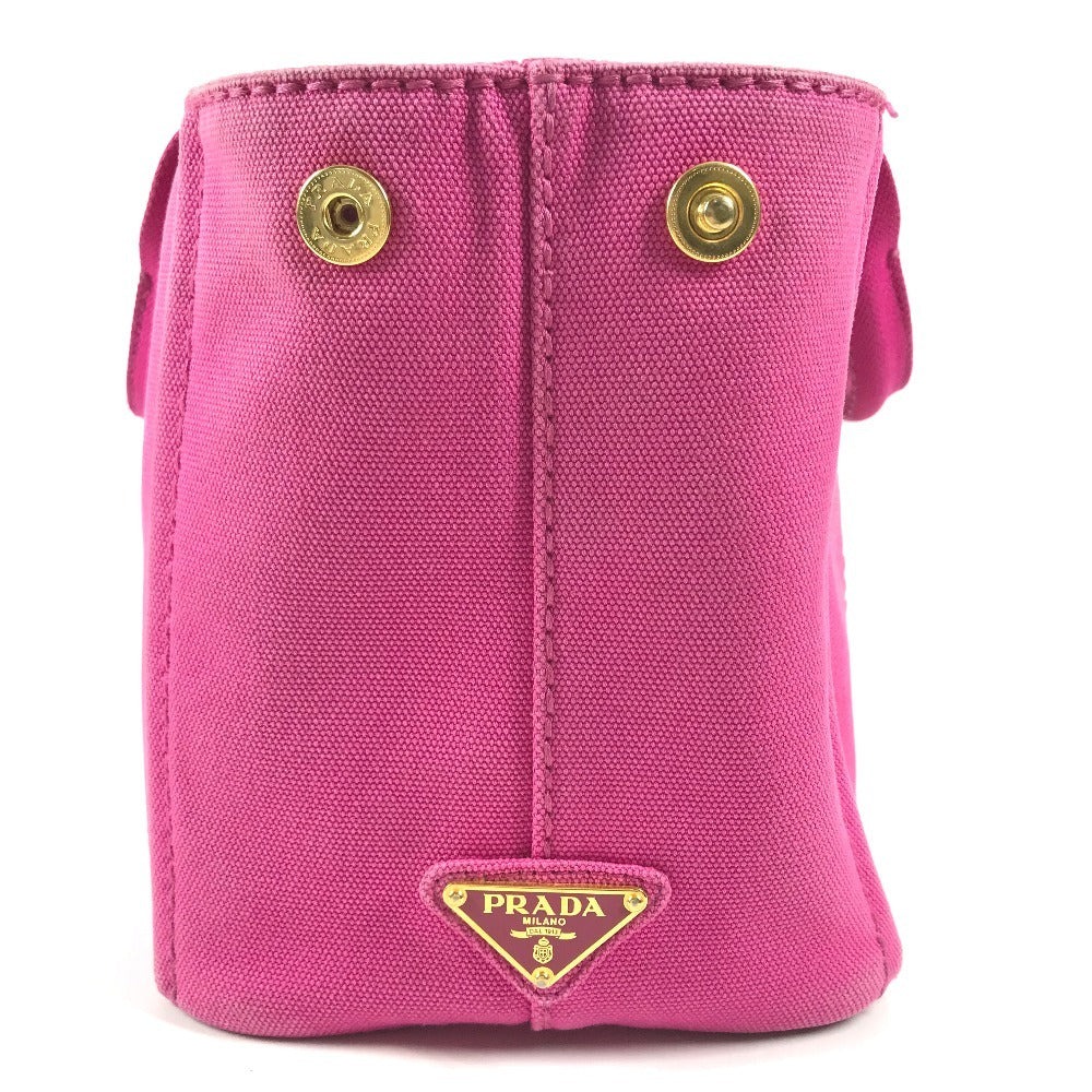 PRADA Canapa logo Bag Tote Bag Hand Bag cotton pink Used