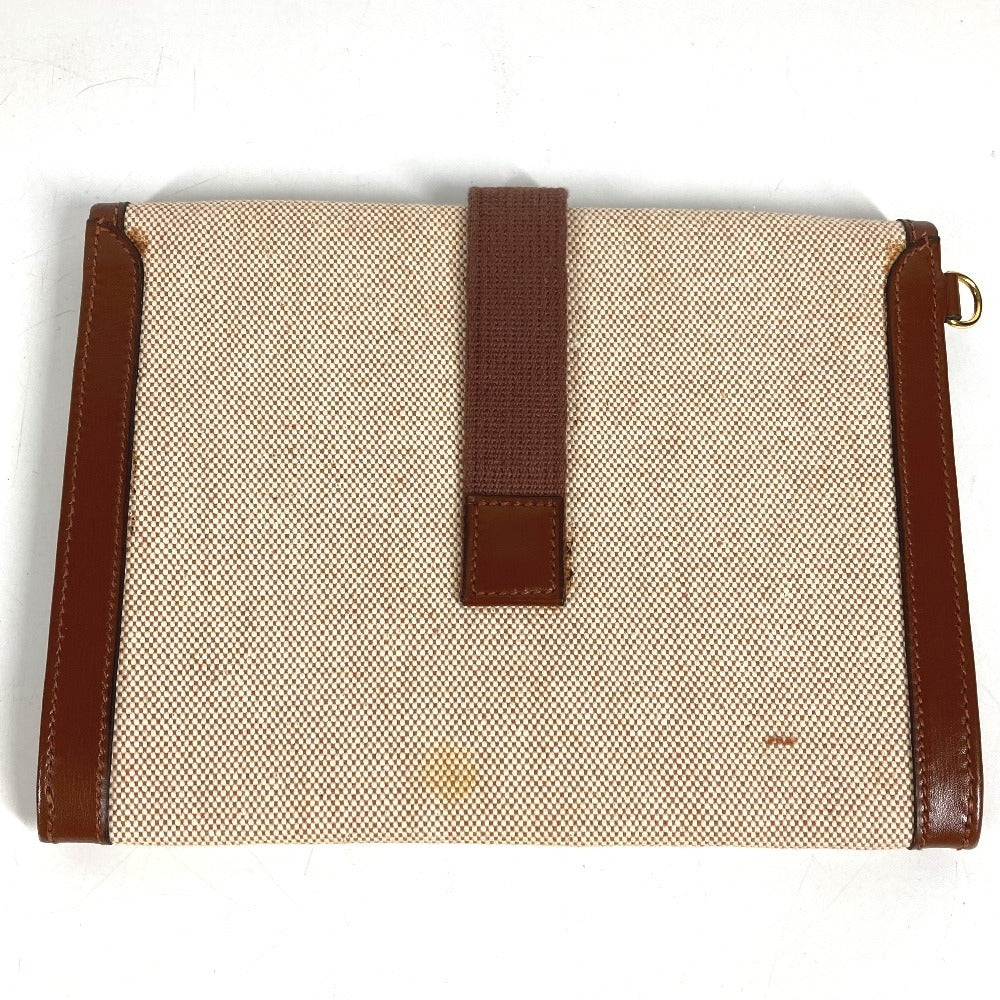 HERMES vintage H logo Bag, Cluch Bag, Pouch, Flap Clutch bag Leather/Canvas Beige/Brown Used
