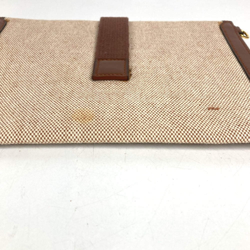 HERMES vintage H logo Bag, Cluch Bag, Pouch, Flap Clutch bag Leather/Canvas Beige/Brown Used