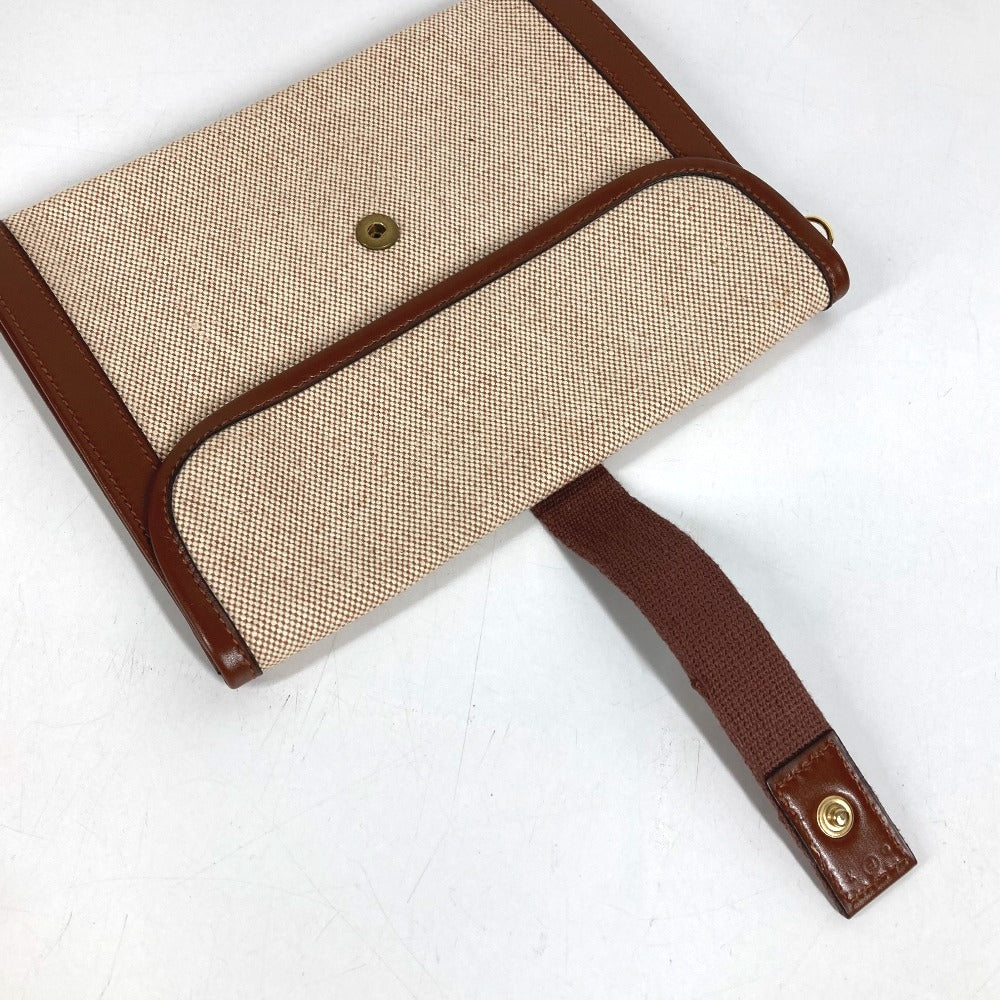 HERMES vintage H logo Bag, Cluch Bag, Pouch, Flap Clutch bag Leather/Canvas Beige/Brown Used