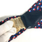 HERMES vintage Logo Apparel, Fashion Accessories suspenders silk / Leather Navy/Red x White Used