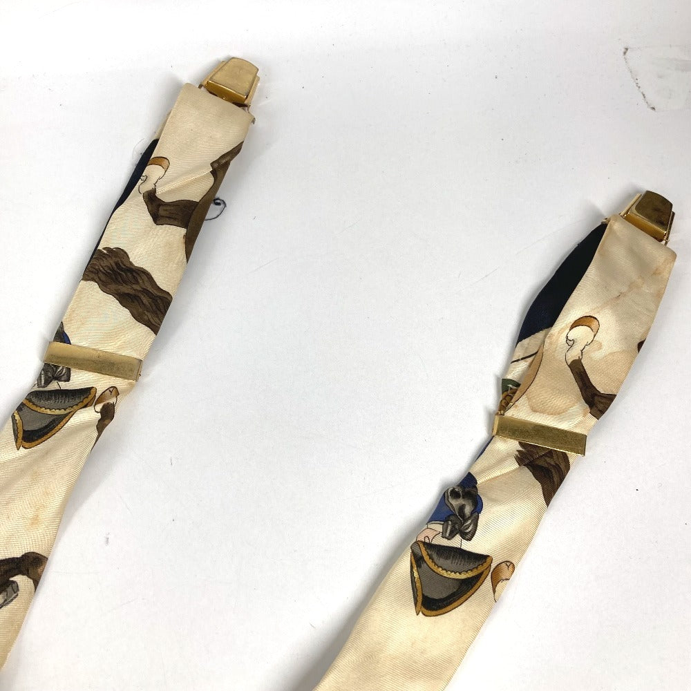 HERMES vintage Logo Apparel, Fashion Accessories suspenders silk White/Multicolore Used