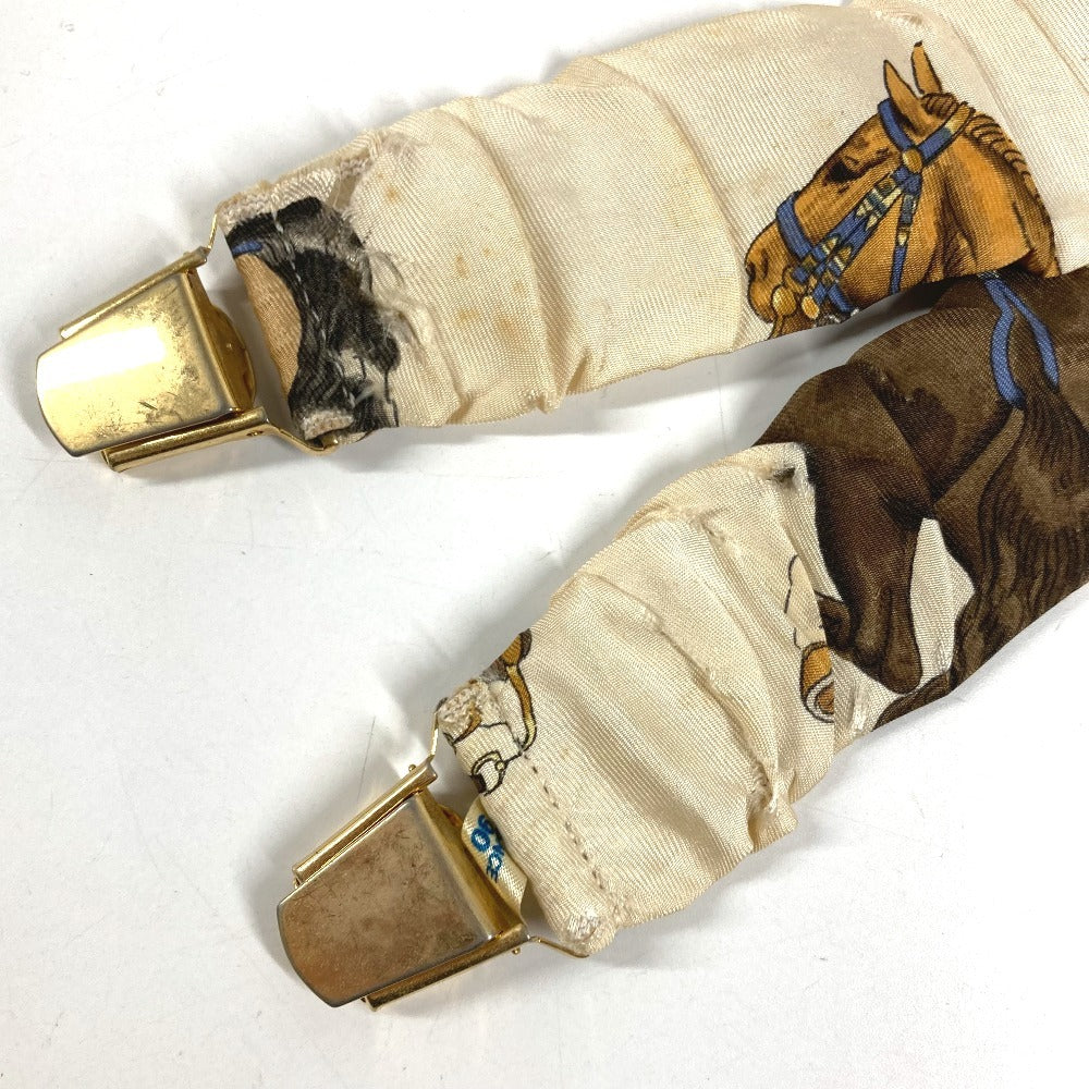 HERMES vintage Logo Apparel, Fashion Accessories suspenders silk White/Multicolore Used