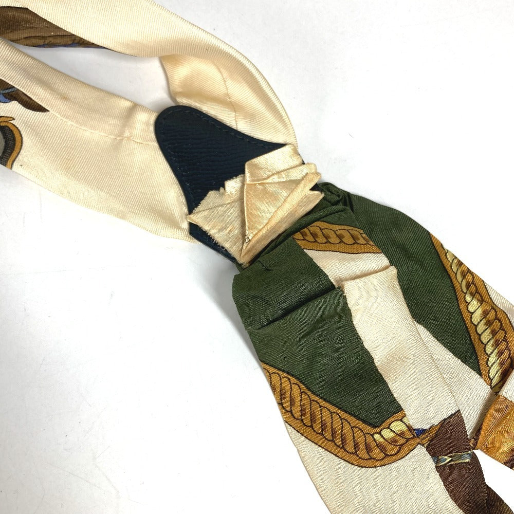 HERMES vintage Logo Apparel, Fashion Accessories suspenders silk White/Multicolore Used