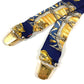 HERMES vintage Logo Apparel, Fashion Accessories suspenders silk / Leather Navy Used