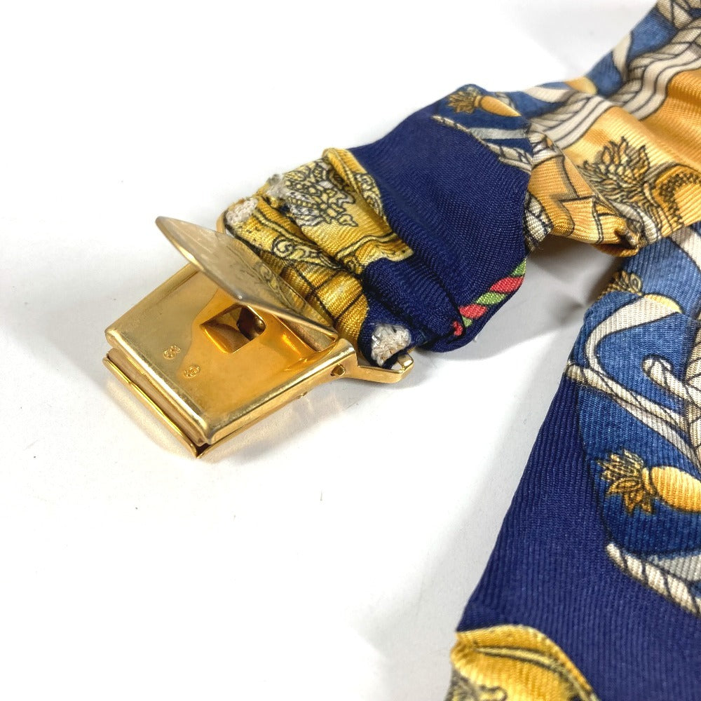 HERMES vintage Logo Apparel, Fashion Accessories suspenders silk / Leather Navy Used