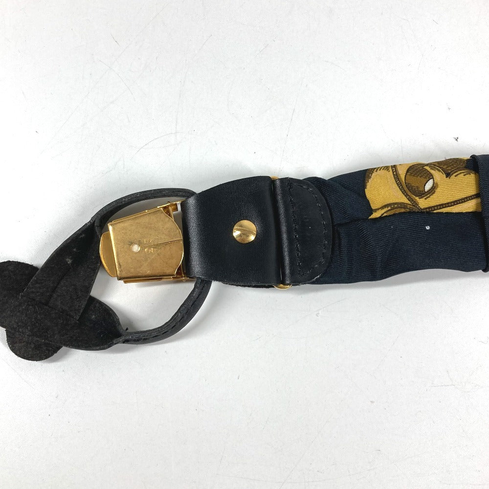 HERMES vintage Logo Apparel, Fashion Accessories suspenders silk / Leather Black/White Used