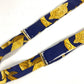 HERMES vintage logo Apparel, Fashion Accessories suspenders silk / Leather Navy/yellow Used