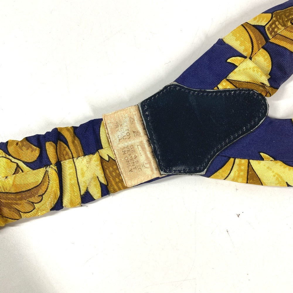 HERMES vintage logo Apparel, Fashion Accessories suspenders silk / Leather Navy/yellow Used