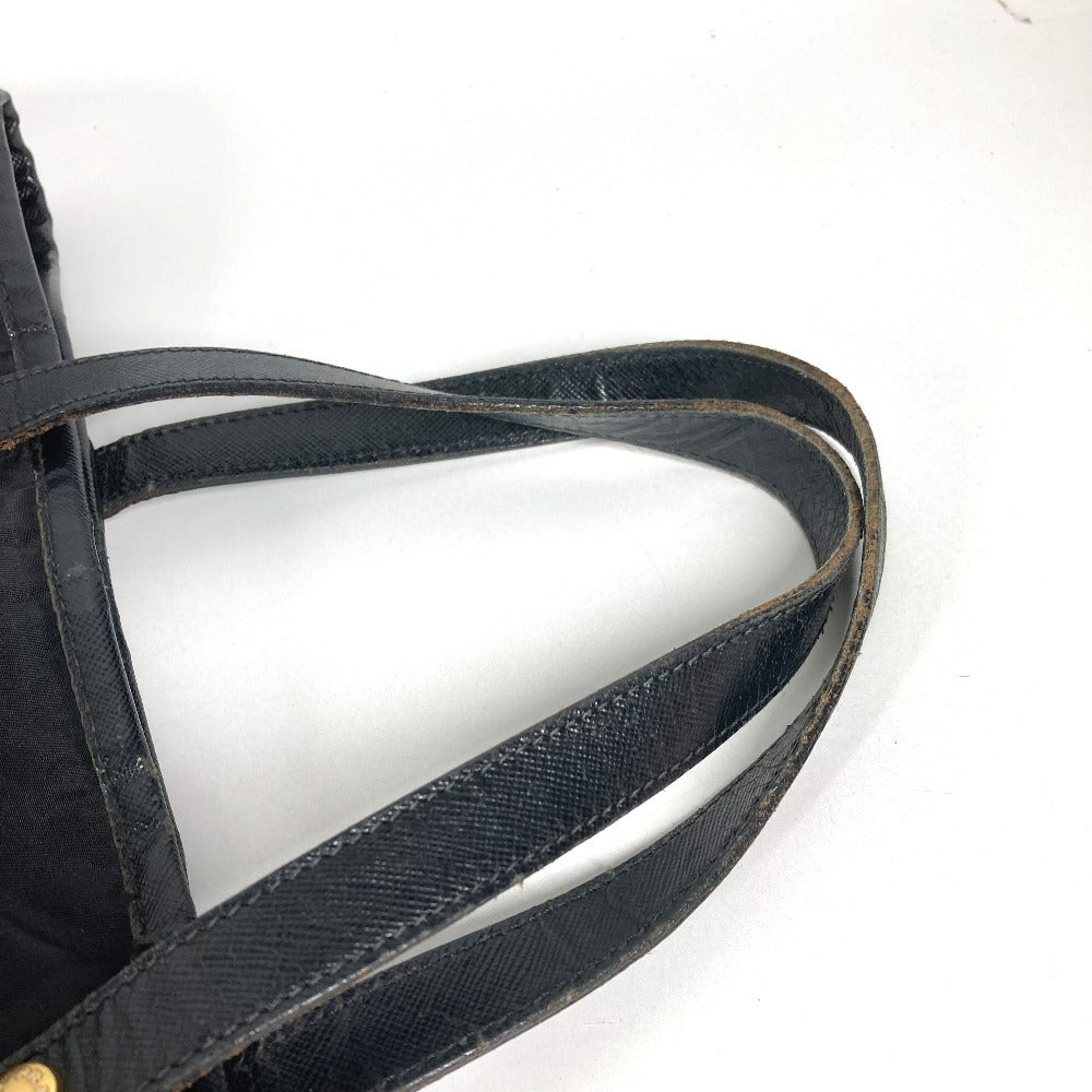 PRADA logo Hand Bag Tote Bag Leather / Nylon Black/Gold Used