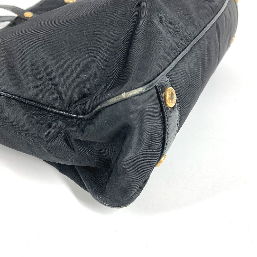 PRADA logo Hand Bag Tote Bag Leather / Nylon Black/Gold Used