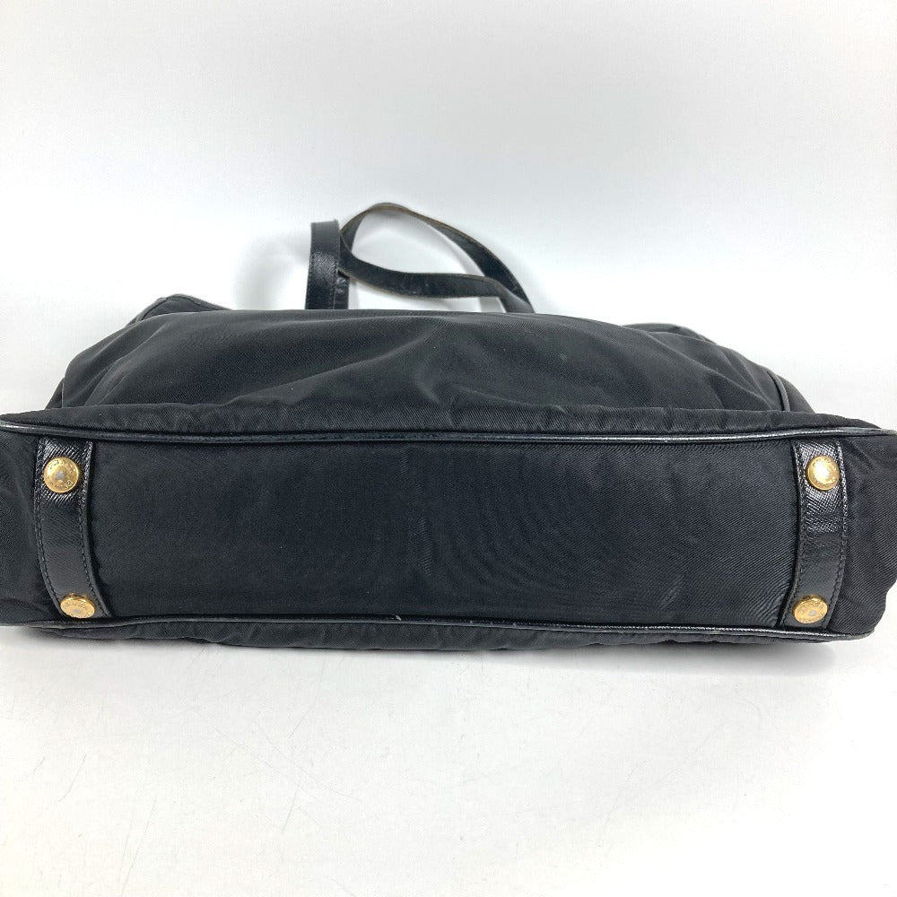 PRADA logo Hand Bag Tote Bag Leather / Nylon Black/Gold Used