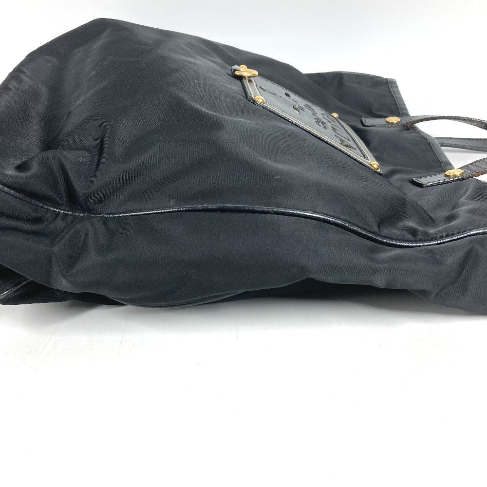PRADA logo Hand Bag Tote Bag Leather / Nylon Black/Gold Used