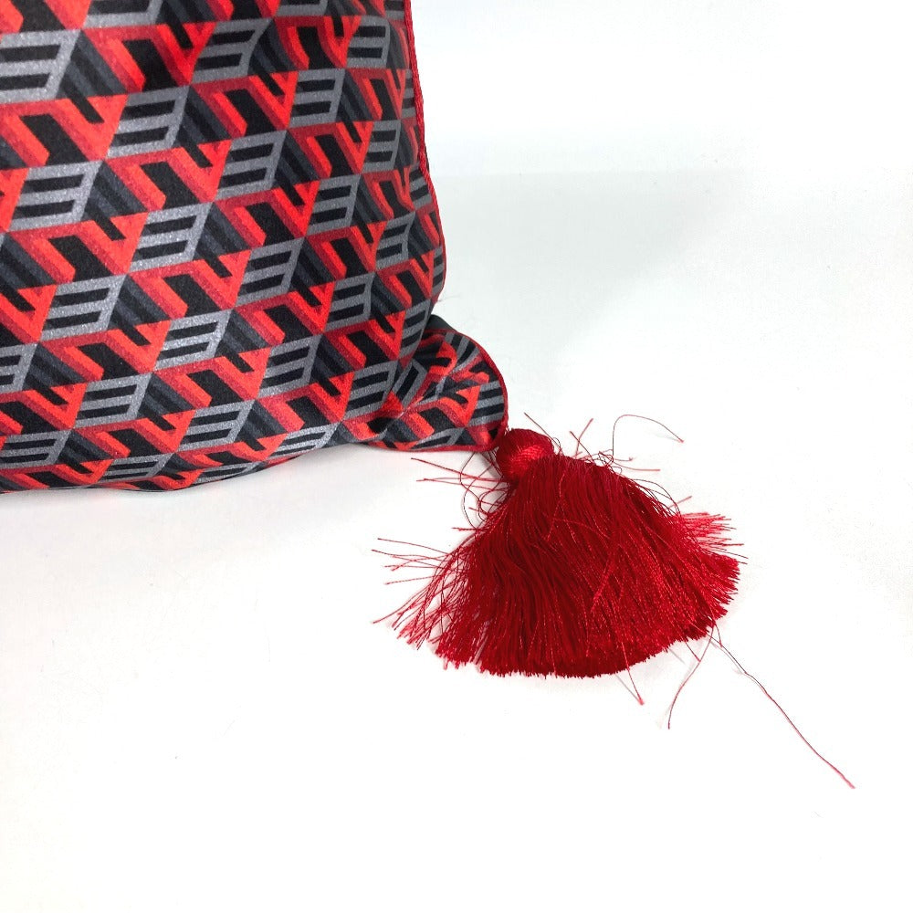 MCM Logo fringe Interior Square Pillow Cushion cushion Silk satin Red/Black Used