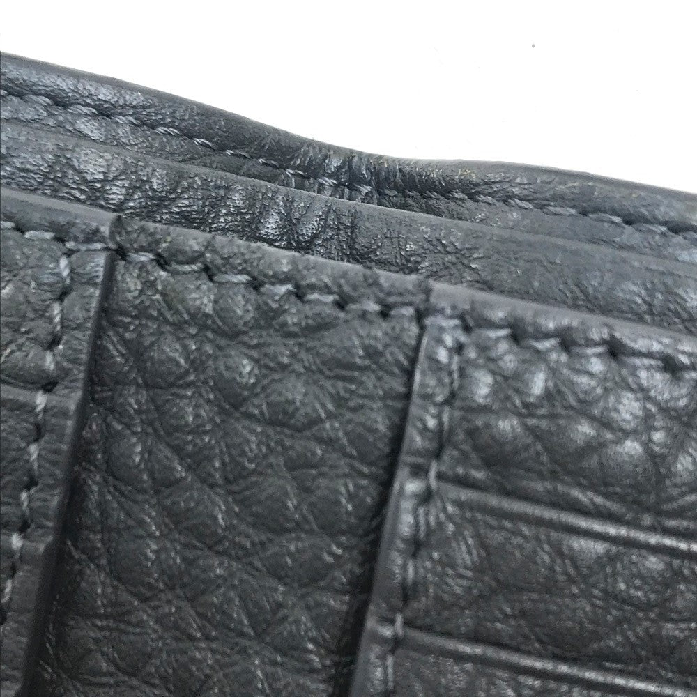FENDI 7M0169 A4NR FF Logo Stamp Compact Wallet Calfskin Men's Gray Dark Gray/White