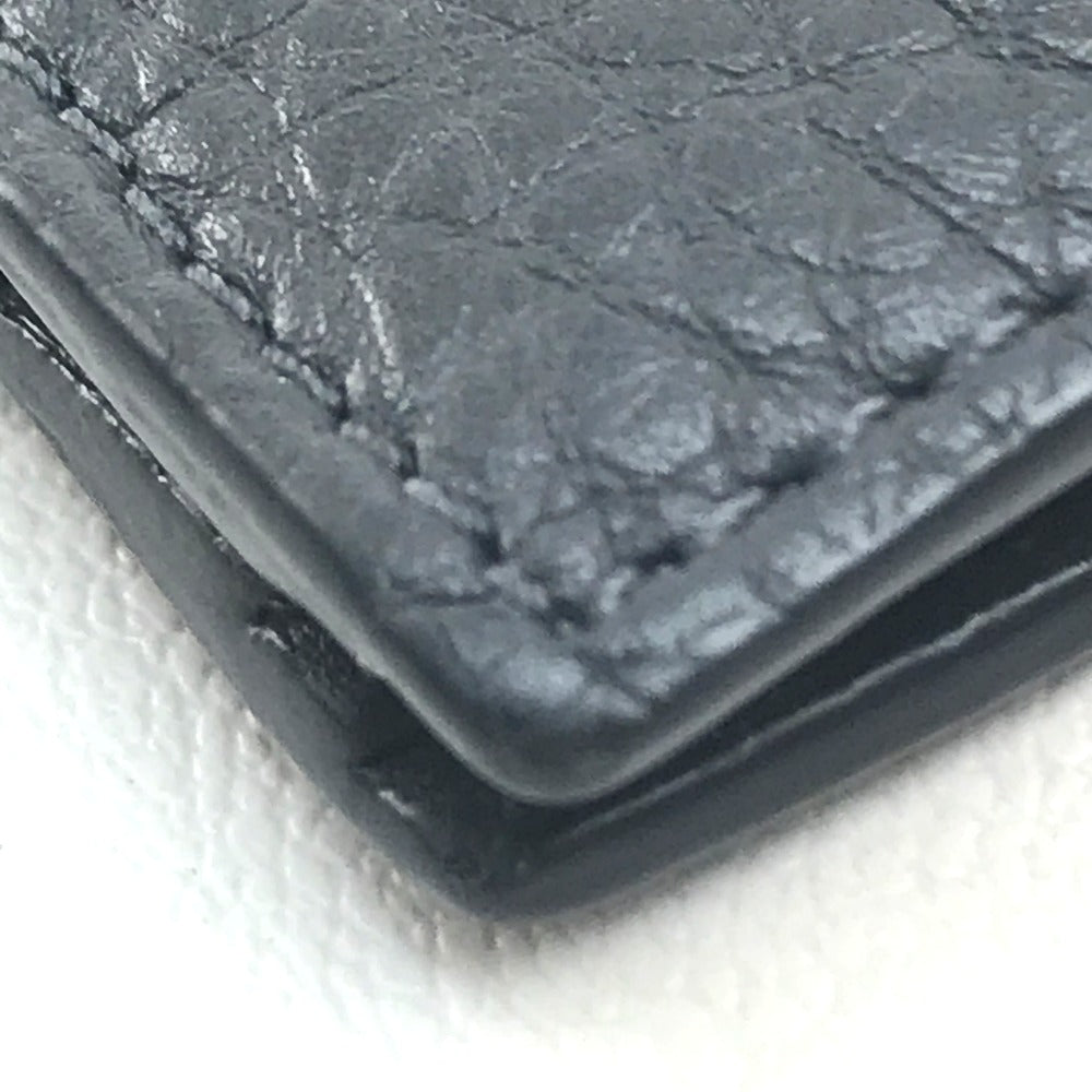 FENDI 7M0169 A4NR FF Logo Stamp Compact Wallet Calfskin Men's Gray Dark Gray/White