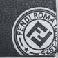 FENDI 7M0169 A4NR FF Logo Stamp Compact Wallet Calfskin Men's Gray Dark Gray/White
