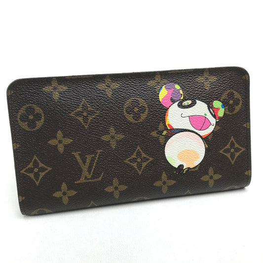 LOUIS VUITTON M61729 Monogram Panda Portomone Sip Takashi Murakami Cartera larga Monogram Canvas Mujer Marrón Marrón