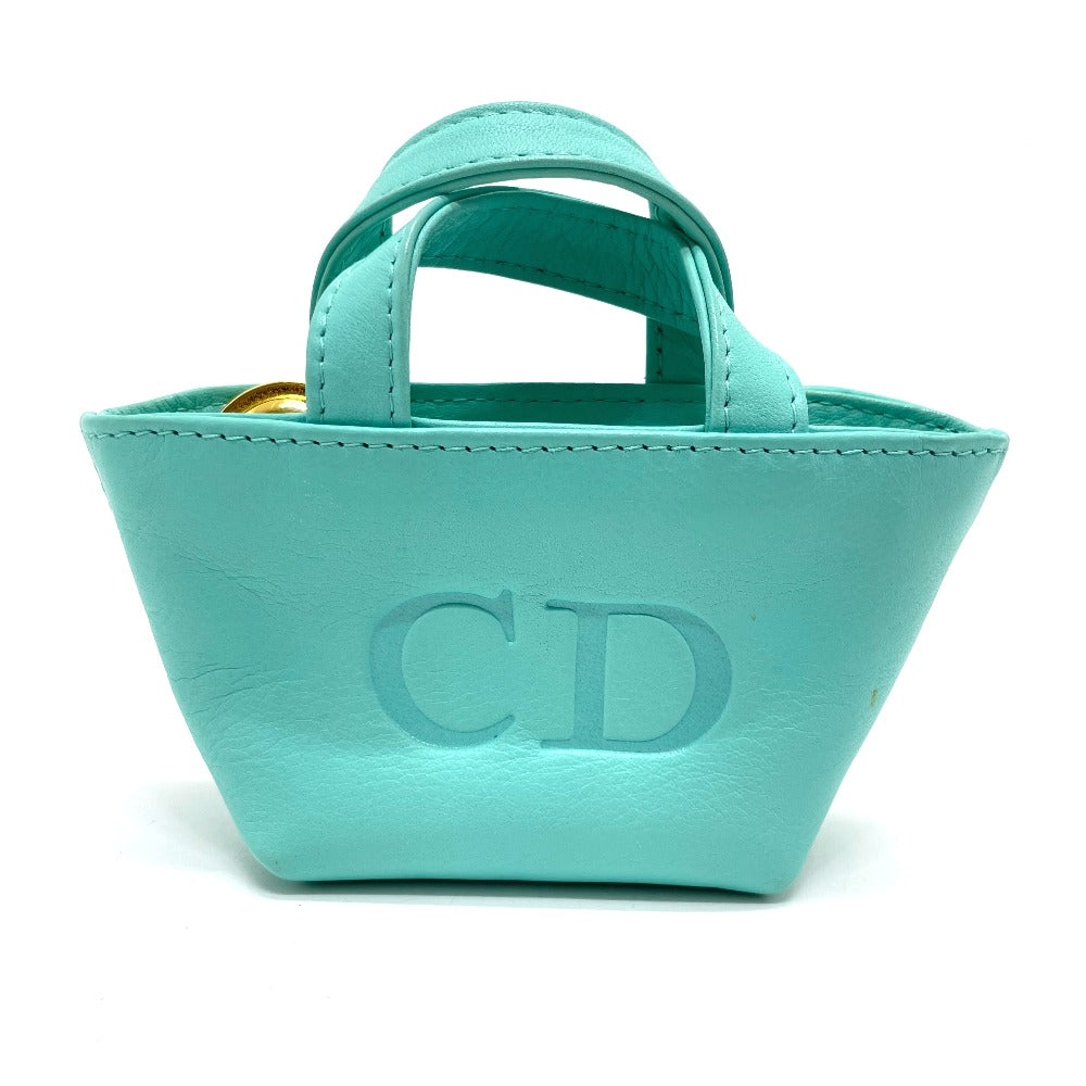 Dior CD Logo Micro Bag, Mini Pouch, Charm, Leather Handbag, Women's, Turquoise Blue with Gold Hardware