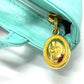Dior CD Logo Micro Bag, Mini Pouch, Charm, Leather Handbag, Women's, Turquoise Blue with Gold Hardware