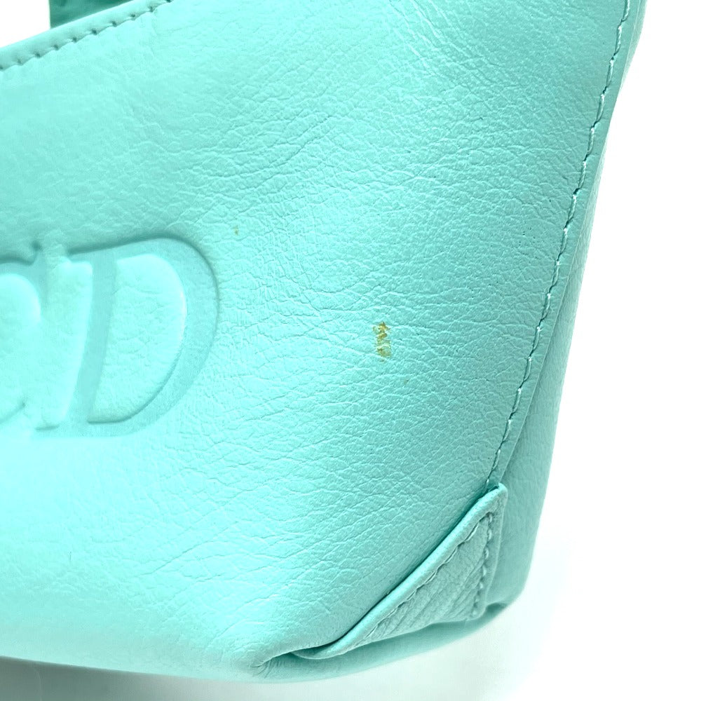 Dior CD Logo Micro Bag, Mini Pouch, Charm, Leather Handbag, Women's, Turquoise Blue with Gold Hardware