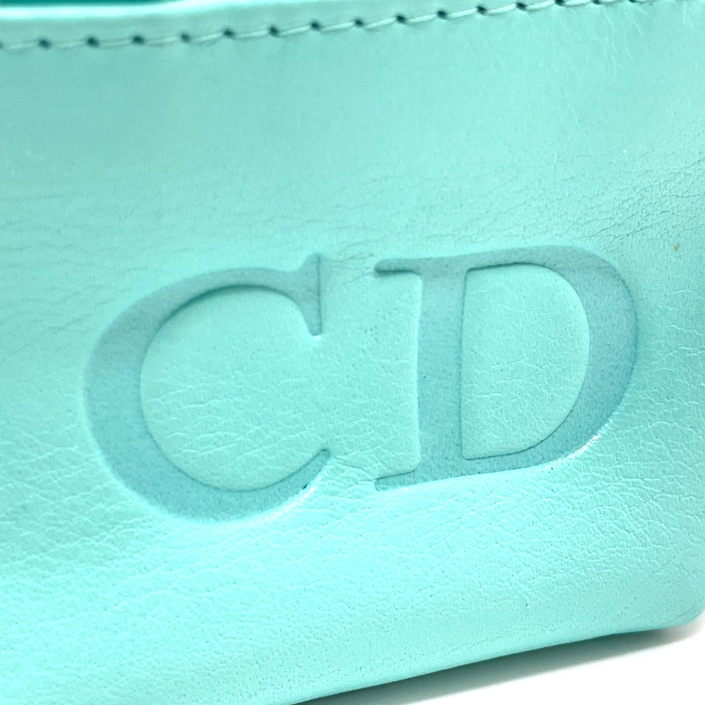 Dior CD Logo Micro Bag, Mini Pouch, Charm, Leather Handbag, Women's, Turquoise Blue with Gold Hardware