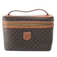 CELINE Macadam Makeup Pouch, Cosmetic Bag, Handbag, Vanity Bag, Leather/PVC, Women's, Brown
