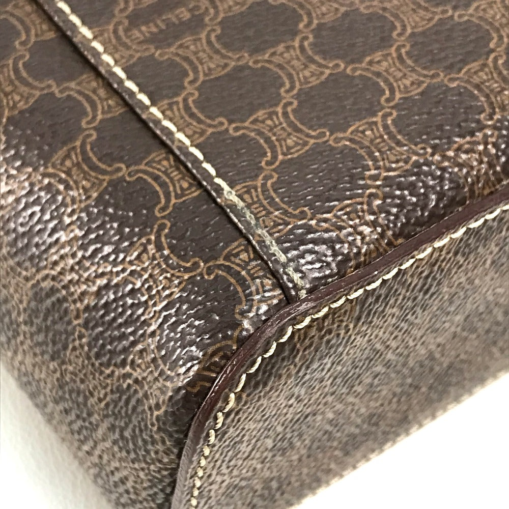 CELINE Macadam Makeup Pouch, Cosmetic Bag, Handbag, Vanity Bag, Leather/PVC, Women's, Brown
