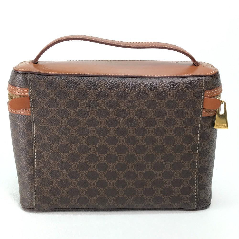 CELINE Macadam Makeup Pouch, Cosmetic Bag, Handbag, Vanity Bag, Leather/PVC, Women's, Brown
